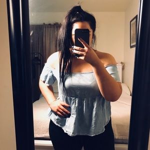 Off-the-Shoulder Denim Top